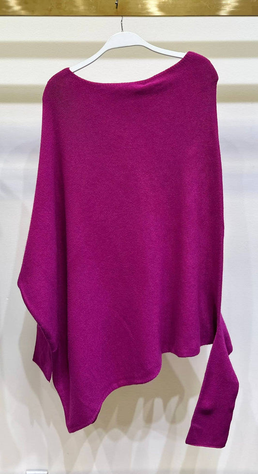 ASYMMETRICAL SWEATER: Magenta