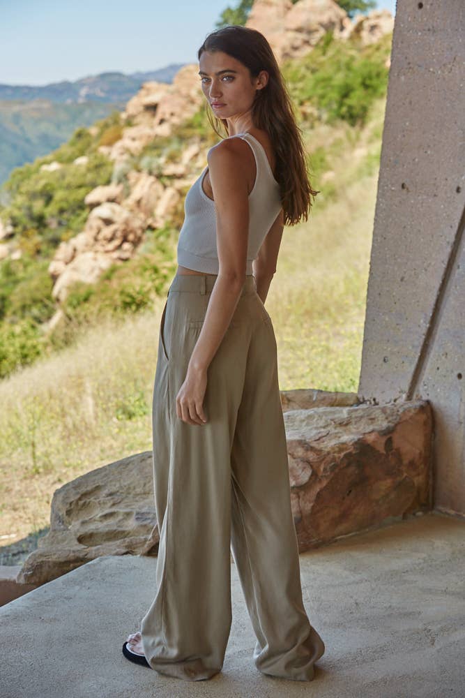 S1102N | Henley Ribbed Modal Tank: Cream / ML