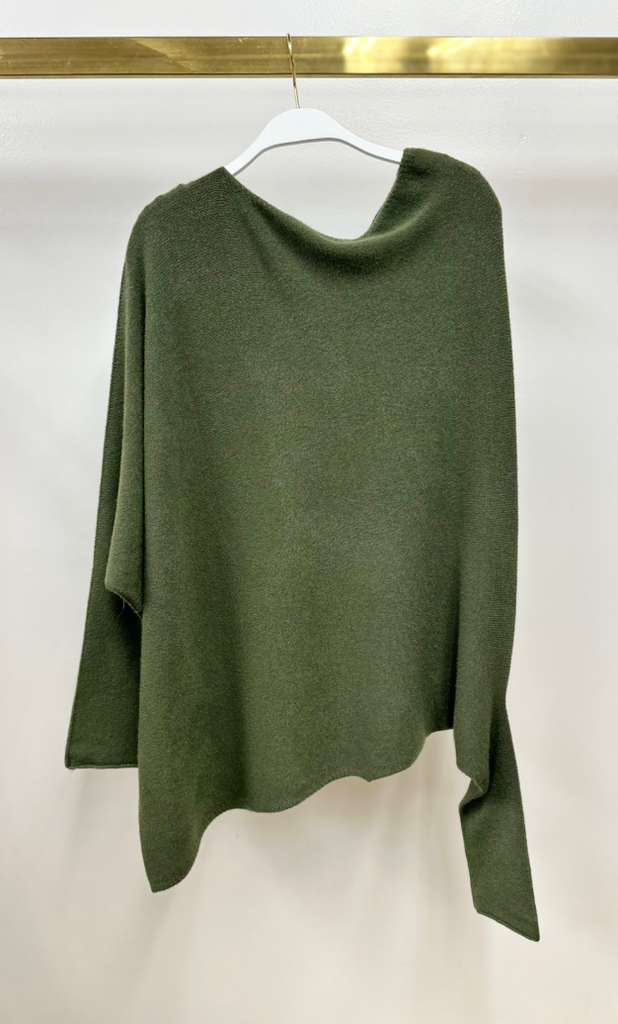 ASYMMETRICAL SWEATER: Olive