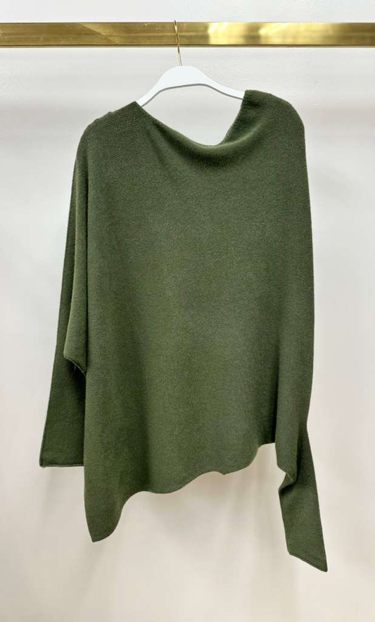 ASYMMETRICAL SWEATER: Olive