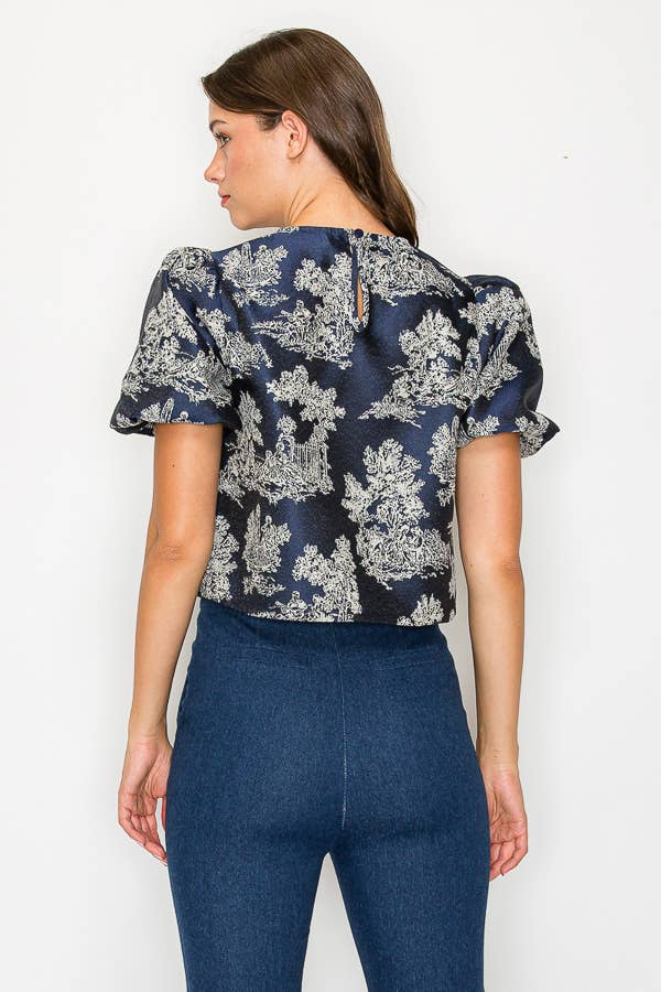 Toile Jacquard pattern top