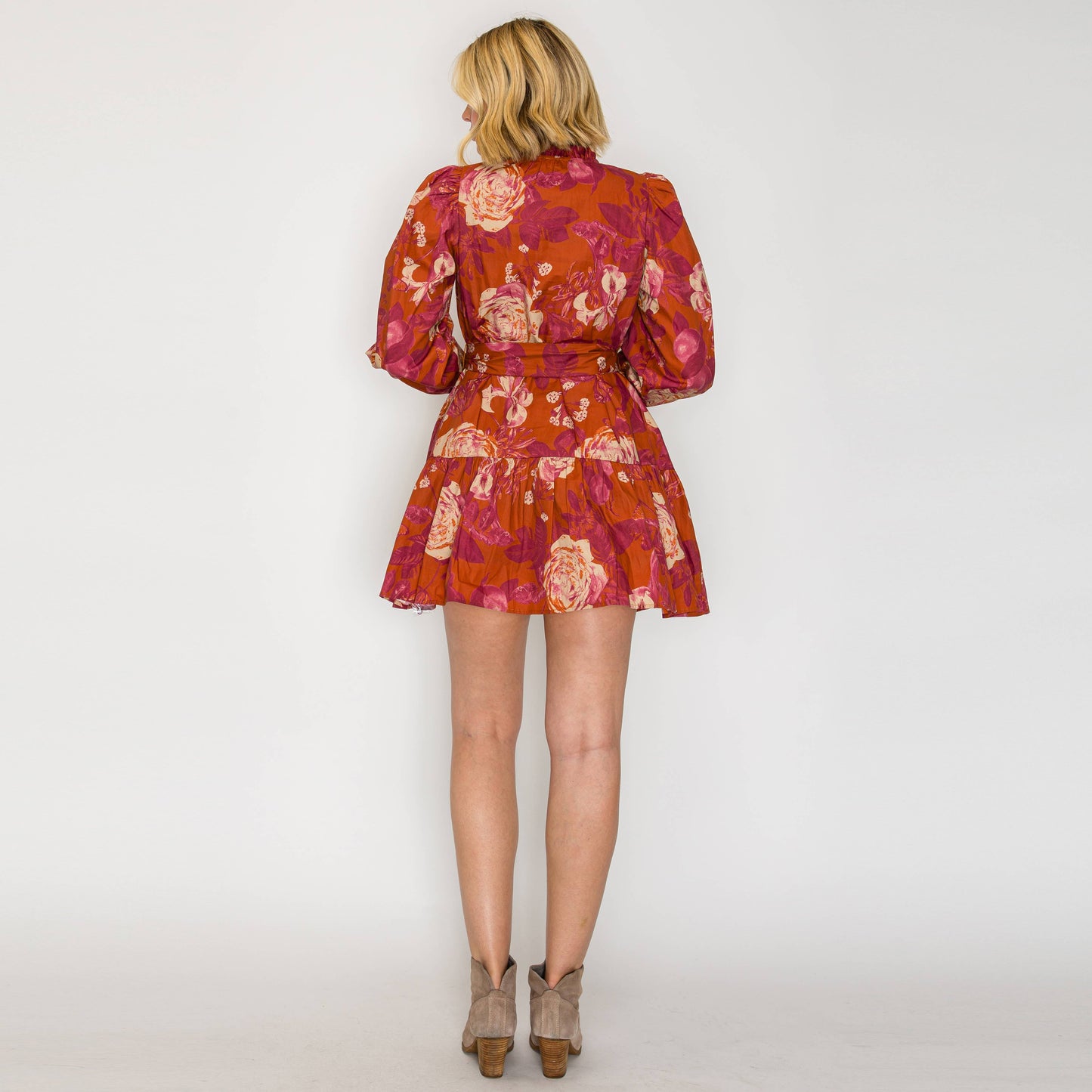 Rustic Rose Print Mini Dress