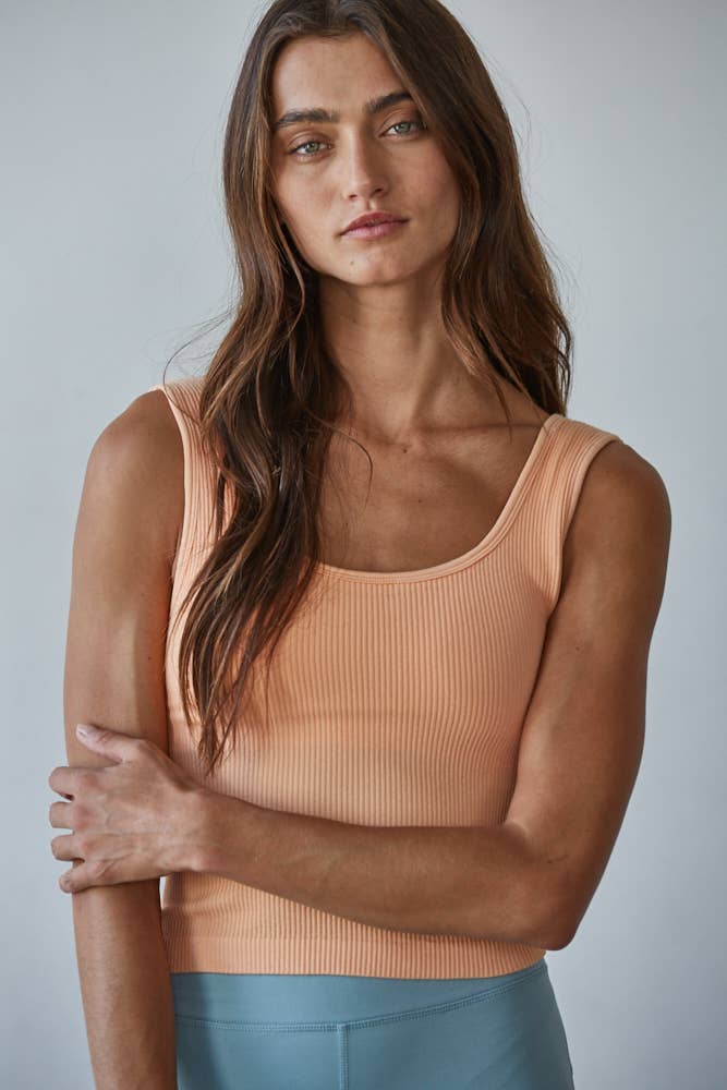 S1310N | Seamless Scoop Neck Sleeveless Top: Blue Oasis / SM