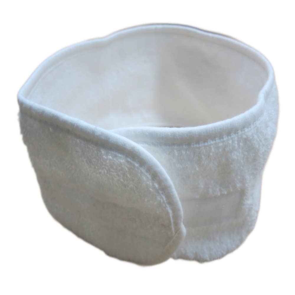 WHITE Headbands for Spa and Sports 100% Cotton w/Velcro: White