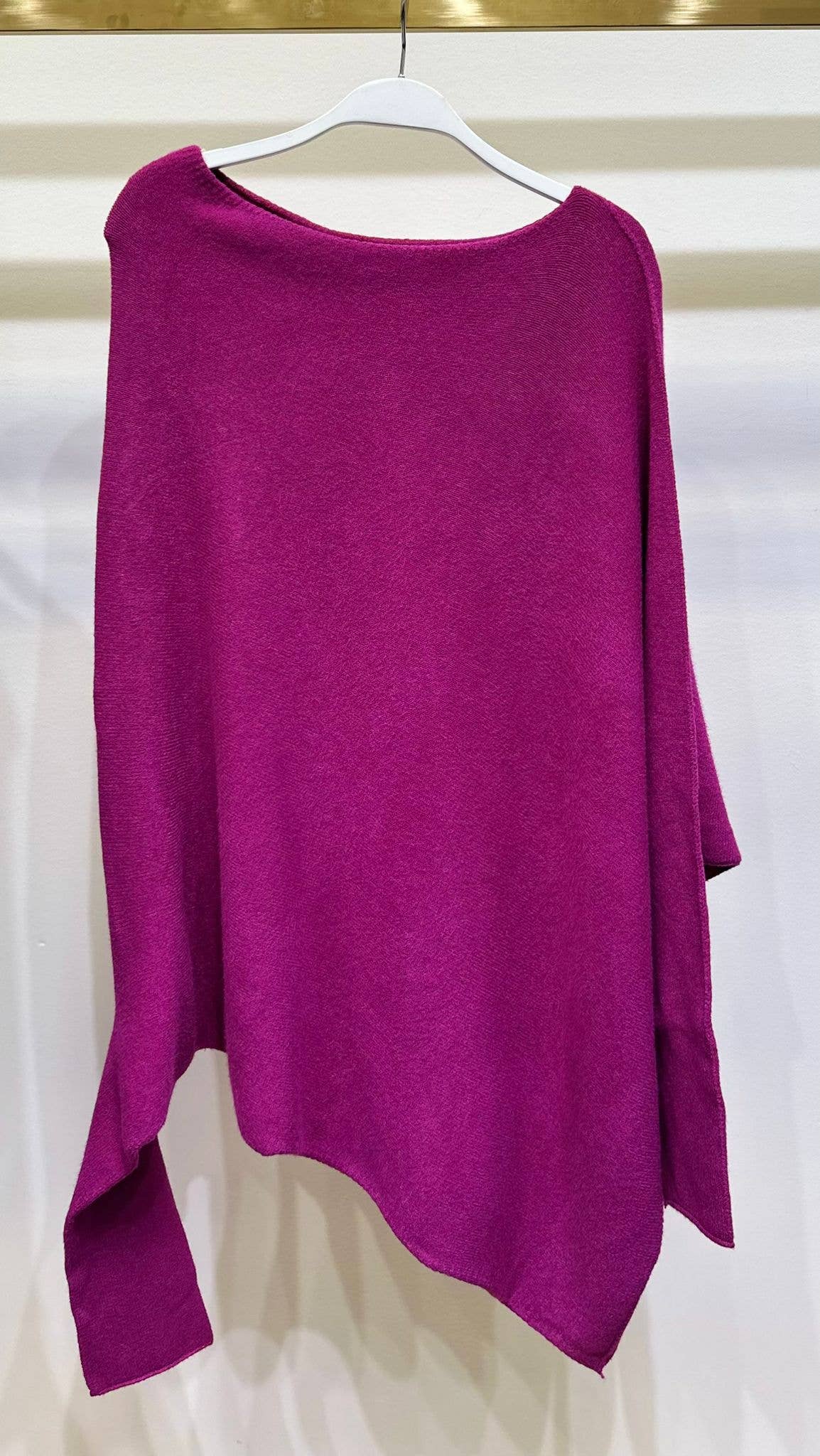 ASYMMETRICAL SWEATER: Magenta