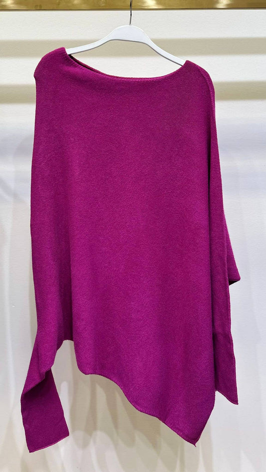 ASYMMETRICAL SWEATER: Magenta