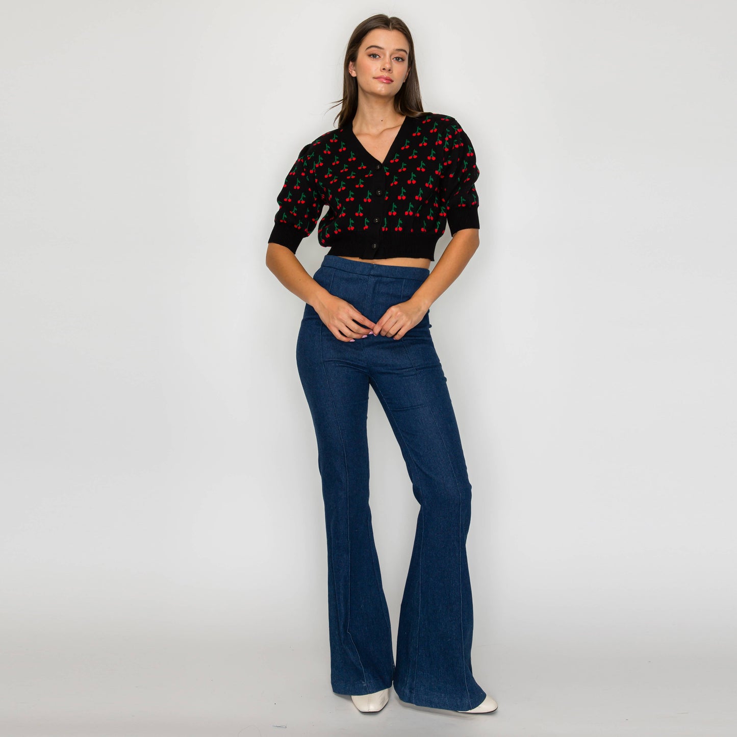 Cute as Cherry black Crop Sweater  - LWSW1209: M