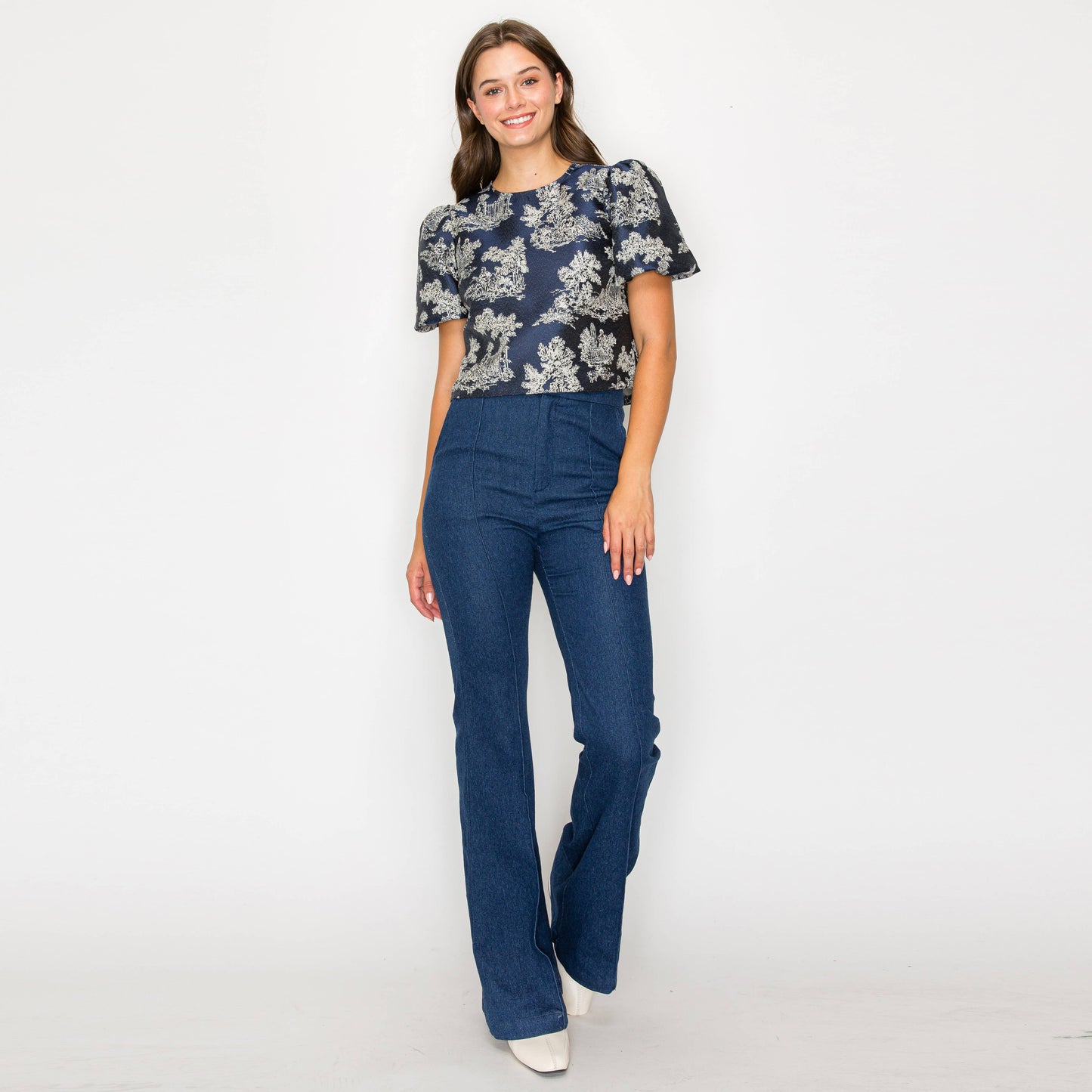 Toile Jacquard pattern top