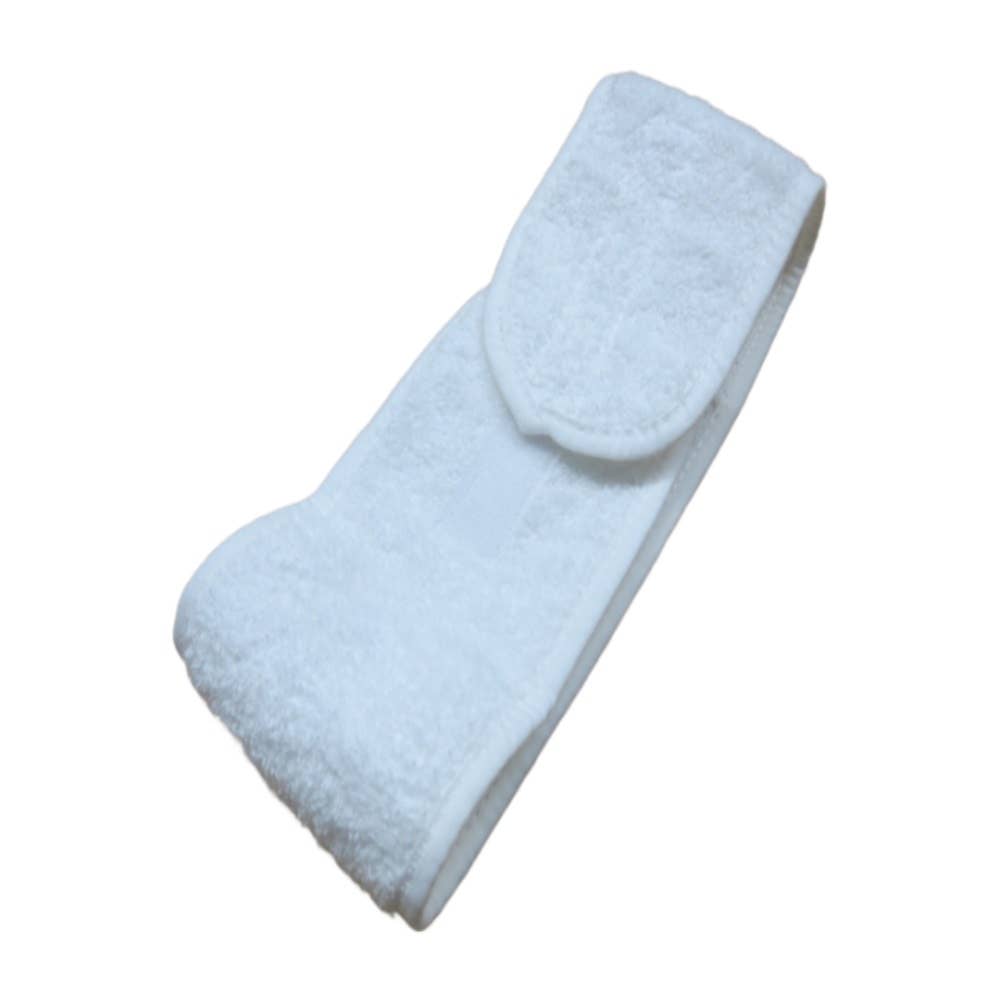 WHITE Headbands for Spa and Sports 100% Cotton w/Velcro: White