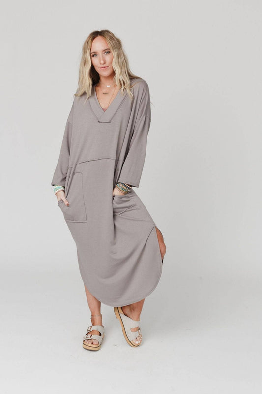 Meadow Long Sleeve Slit Maxi Dress - Coco: S