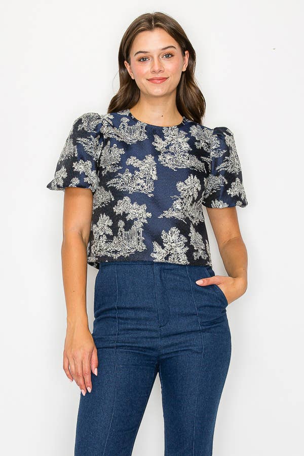 Toile Jacquard pattern top