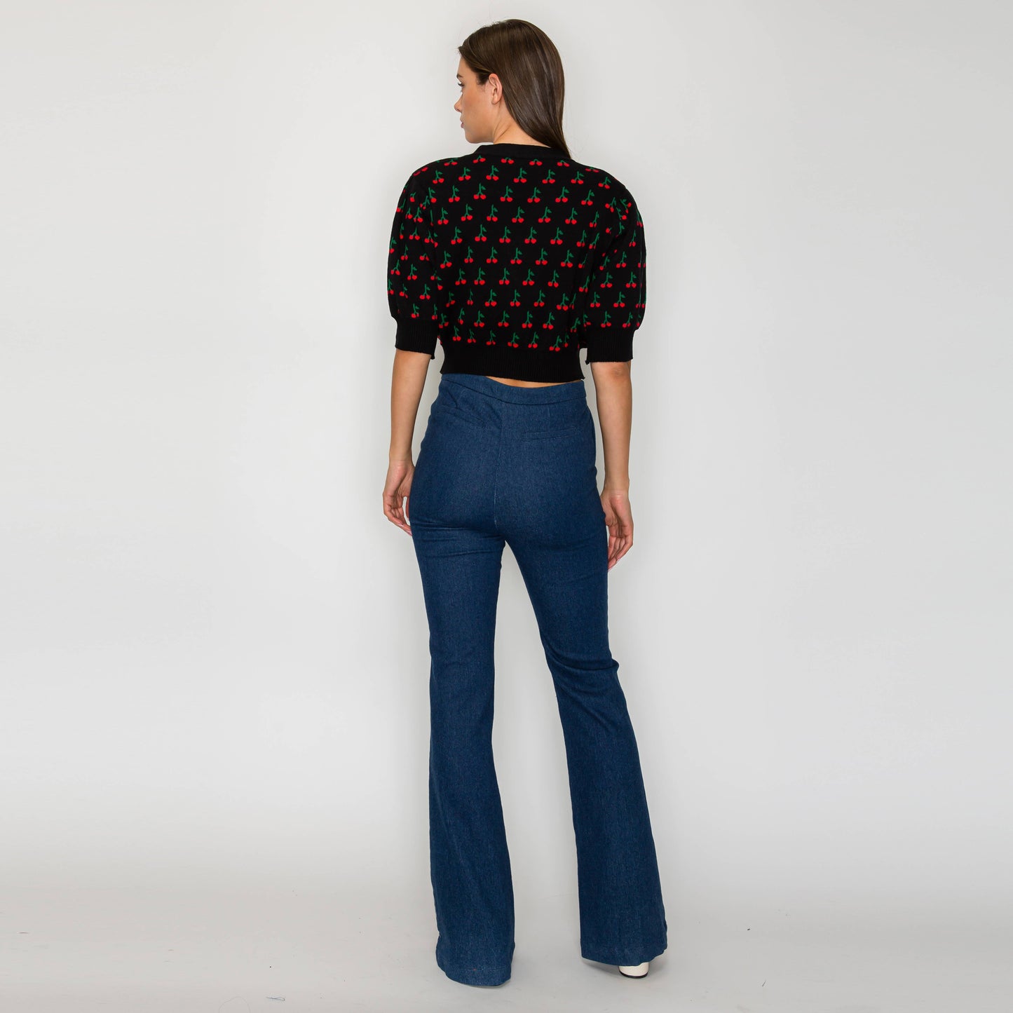 Cute as Cherry black Crop Sweater  - LWSW1209: M