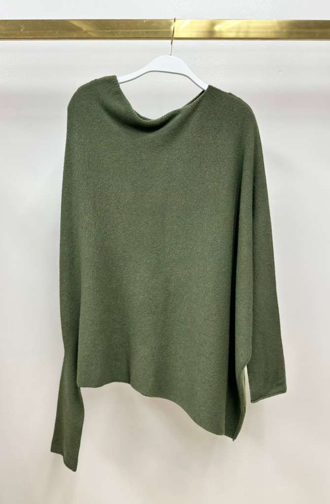 ASYMMETRICAL SWEATER: Olive
