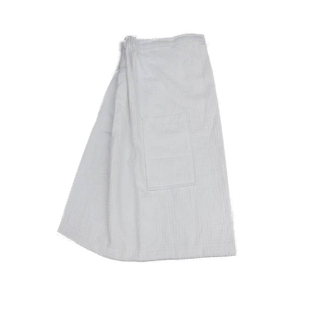 Waffle Fabric Shower Bath Wraps: White / Waffle Weave Fabric / Large