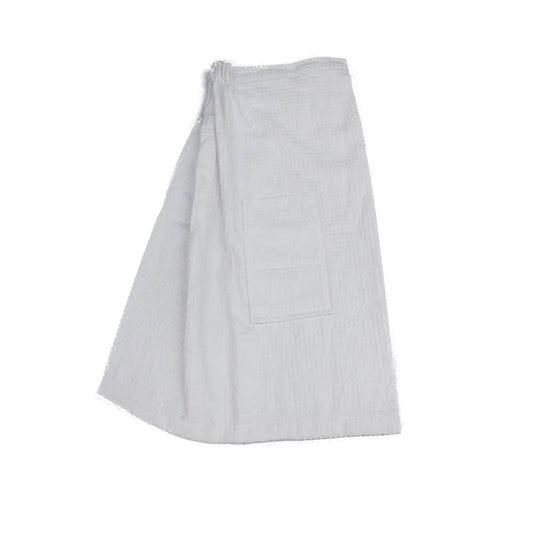 Waffle Fabric Shower Bath Wraps: White / Waffle Weave Fabric / Large