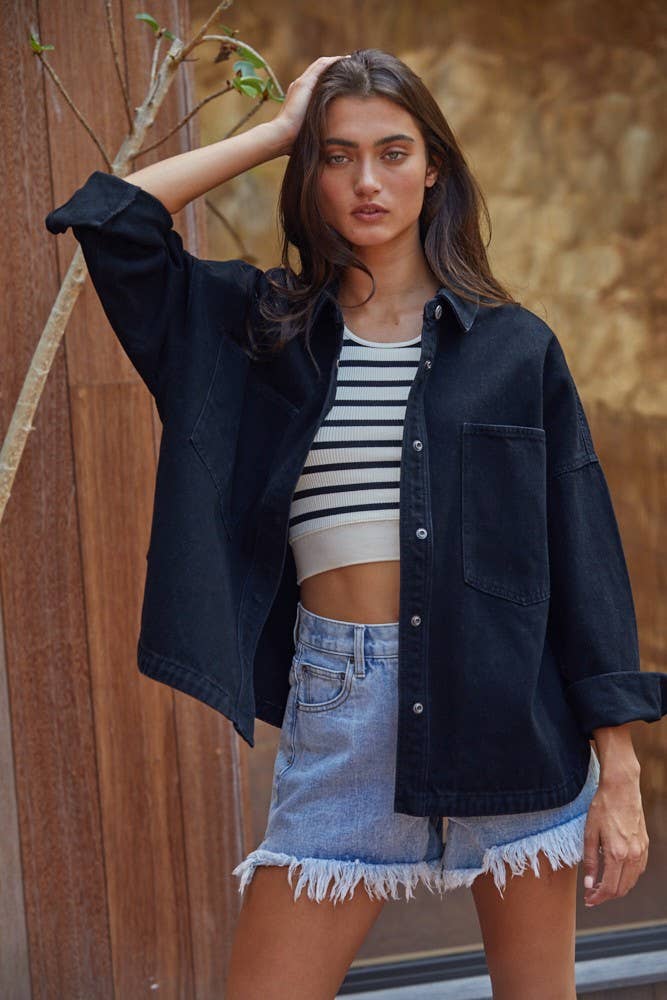 S1107 | Knit Seamless Ribbed Striped Racerback Brami: Light Chambray Blue Cream / ML