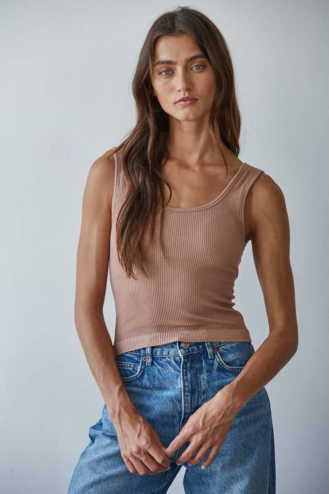 S1310N | Seamless Scoop Neck Sleeveless Top: Blue Oasis / SM