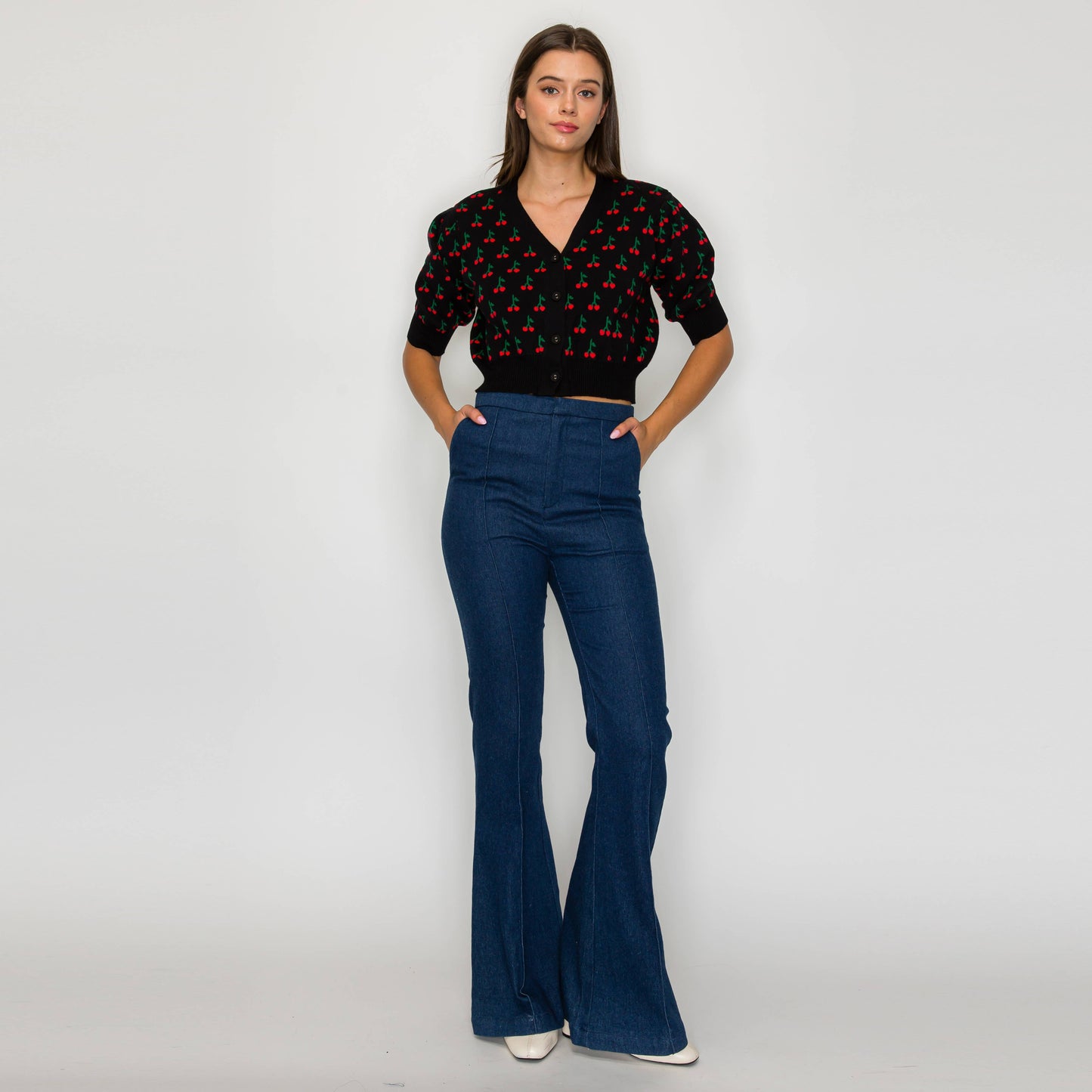 Cute as Cherry black Crop Sweater  - LWSW1209: M