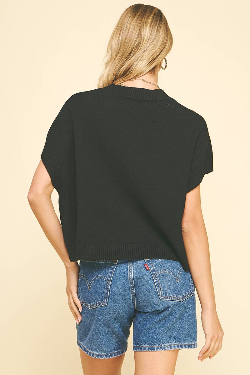 DROPPED SHOULDER SWEATER TOP - 4739W: ESPRESSO / S