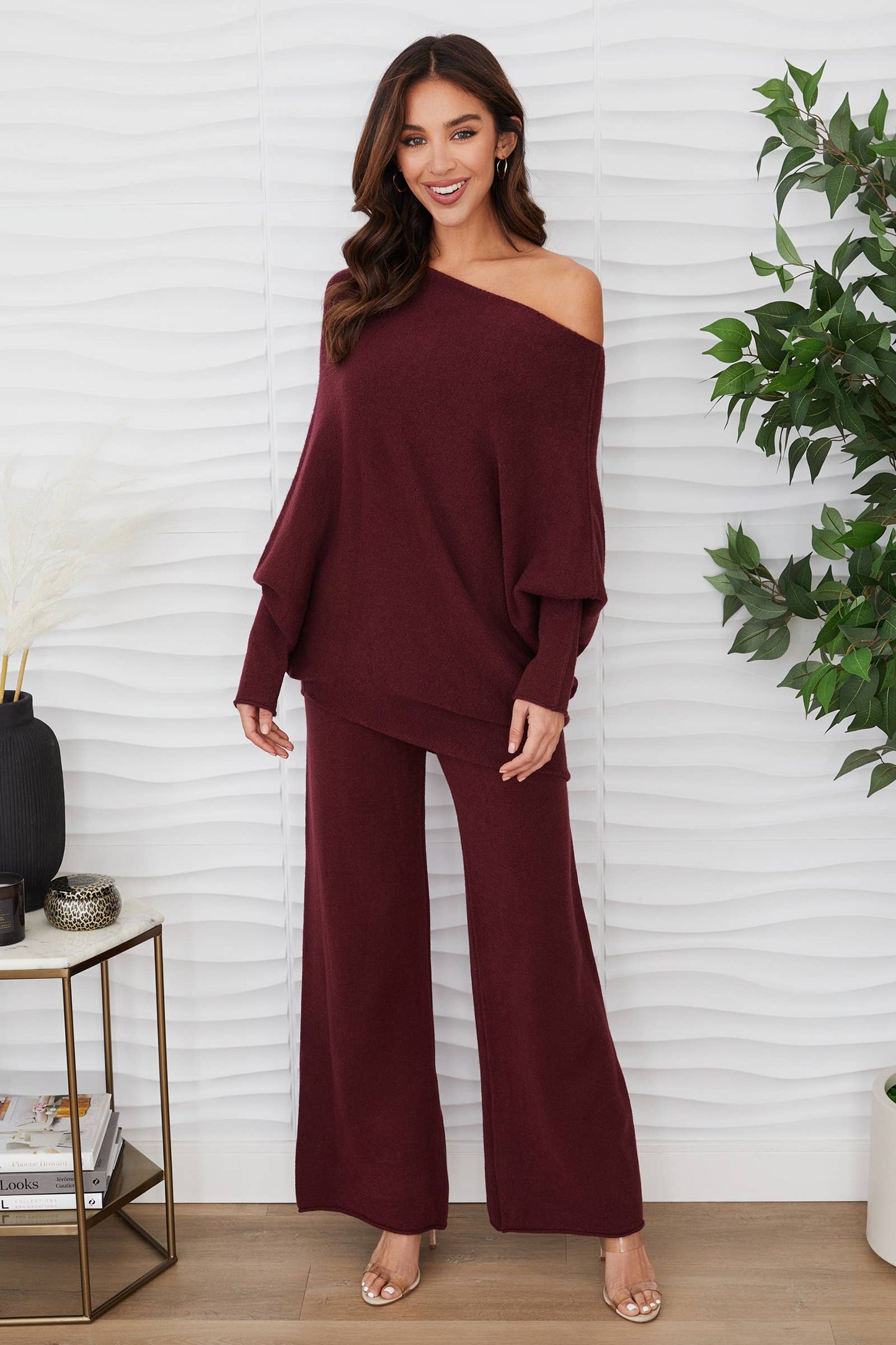 ASYMMETRICAL SWEATER: Wine