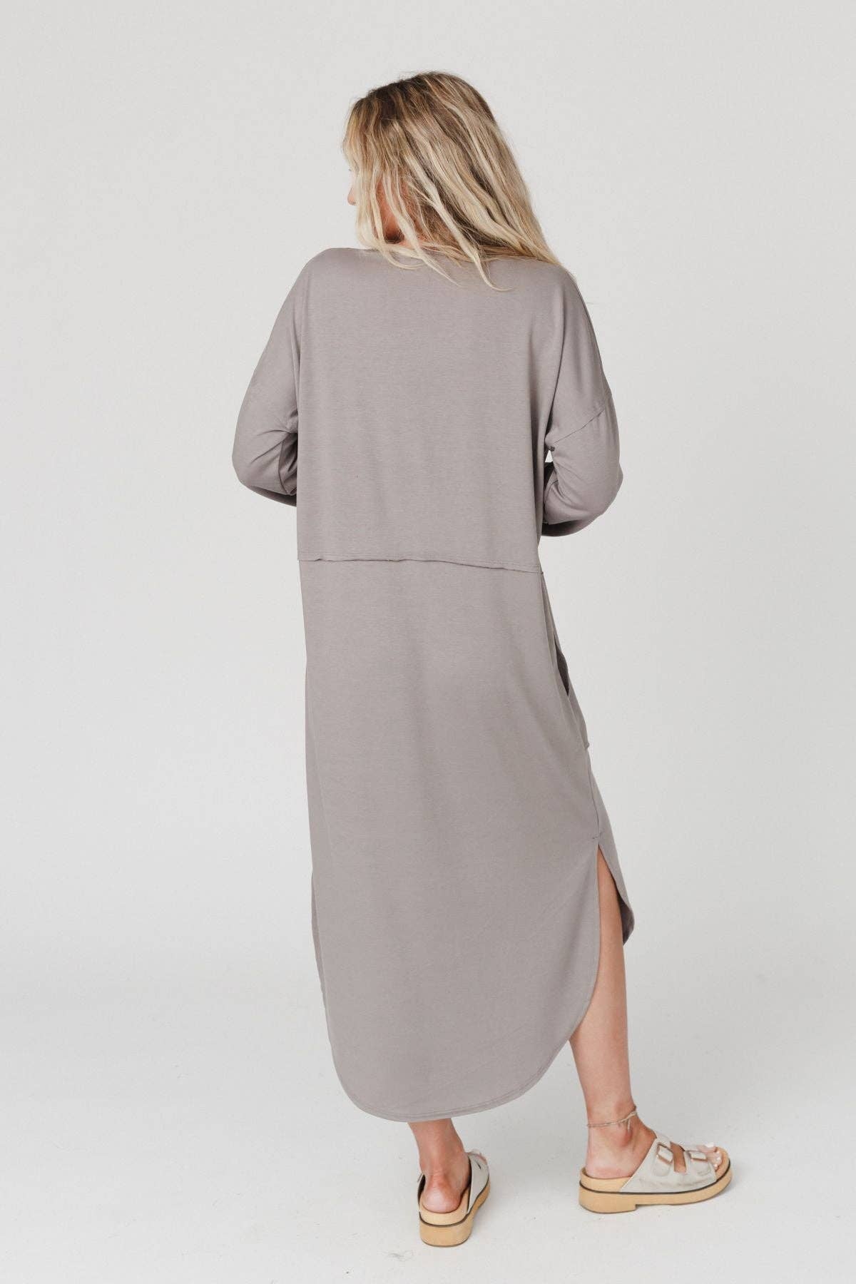Meadow Long Sleeve Slit Maxi Dress - Coco: S