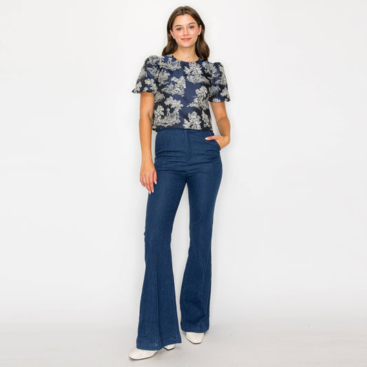 Toile Jacquard pattern top